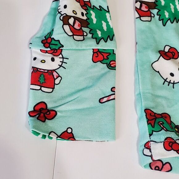 POSH PEANUT Hello Kitty Wreath Christmas Pajamas Size 5T-6T NEW NWT Mint Green - Picture 5 of 9